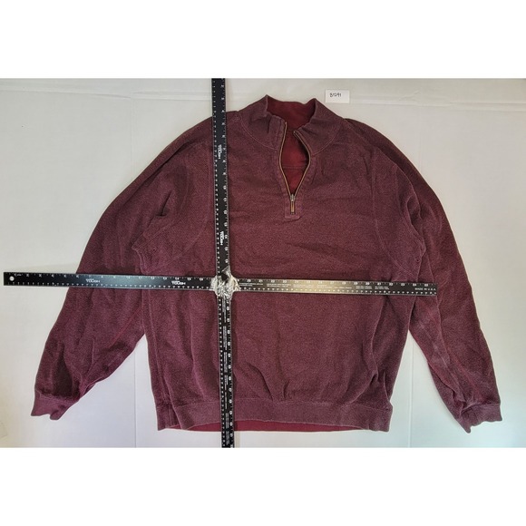 Tommy Bahama Mens Burgundy Quarter Zip Pullover Sweatshirt Size XL - Picture 2 of 4